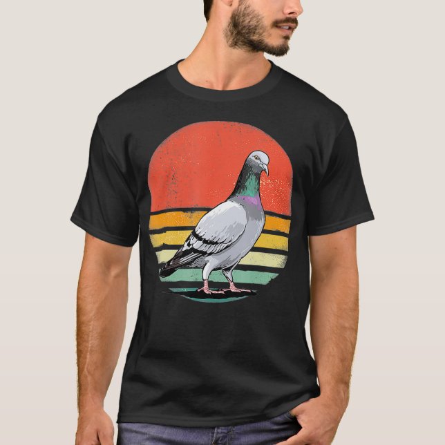 Camiseta Retro Vintage Sunset Columbidae Pigeon Gifm Men (Frente)