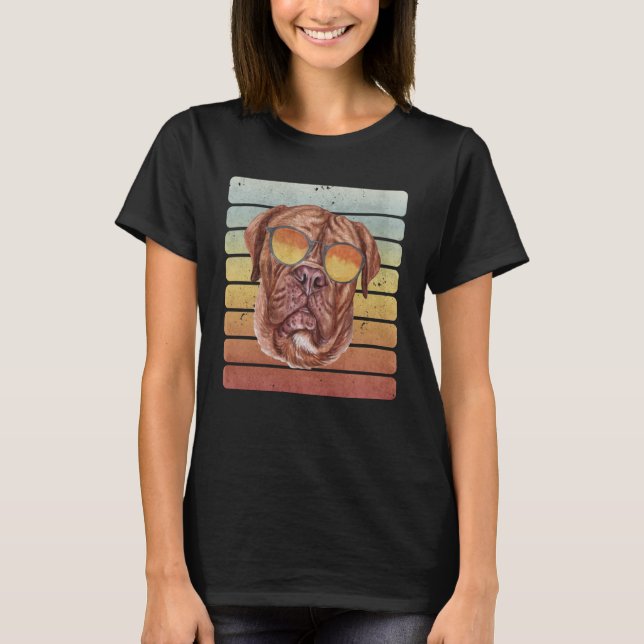 Camiseta Retro Vintage Sunset French Mastiff Pai Mãe (Frente)