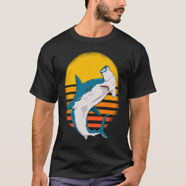 Camiseta Retro Vintage Sunset Hammerhead Sharks (Frente)
