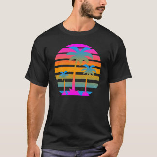 Camiseta Retro Vintage Sunset Palm Trees