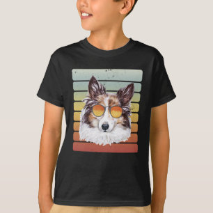 Camiseta Retro Vintage Sunset Sheltie Pai Mãe