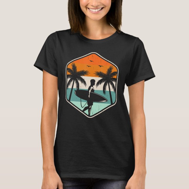 Camiseta Retro Vintage Surfing Surf Surfer Wave (Frente)