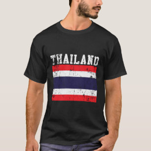 Camiseta Retro Vintage Tailândia Flag Raízes Tailandesas