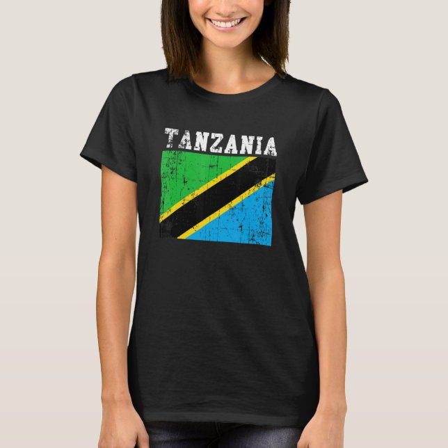 Camiseta Retro Vintage Tanzânia Flag Raízes Tanzanianas (Frente)