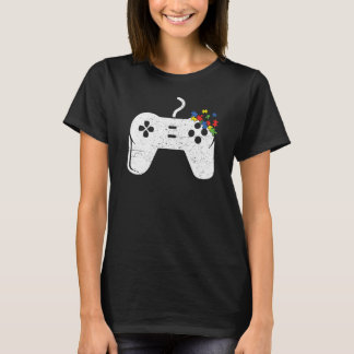 Camiseta Retro Vintage Video Game Heart Autism Awarness Sp