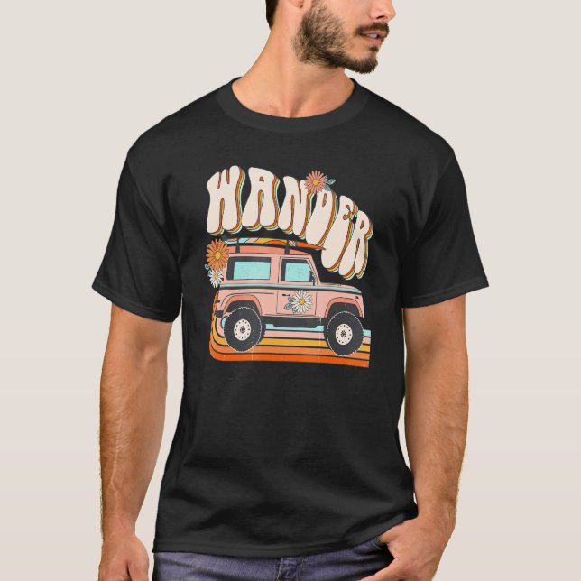 Camiseta Retro Vintage Wander Camp Adventure Happy (Frente)
