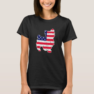 Camiseta Retro Vintage Yorkshire Terrier American Flag 4th