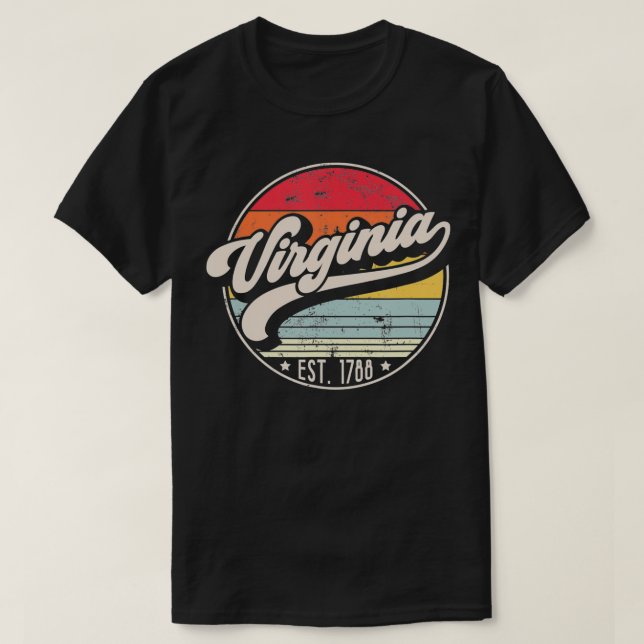Camiseta Retro Virginia Home State VA Legal Estilo 70s Suns (Frente do Design)
