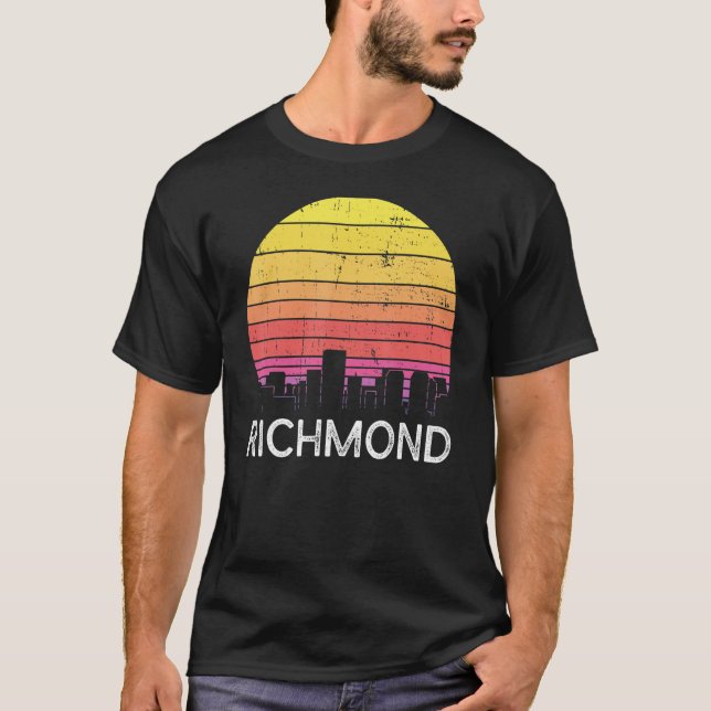 Camiseta Retro Virginia Richmond Silhueta Urbana Edifícios  (Frente)