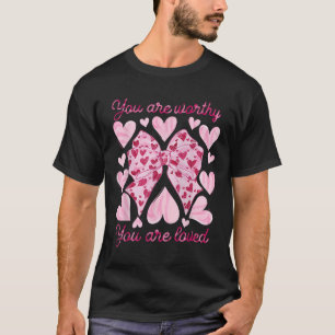 Camiseta Retro Você É Digno Amado Coração Coquete Laço Vale