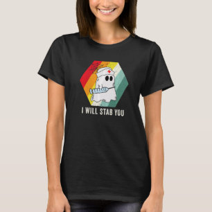 Camiseta Retro, Vou Esfaqueá-La Enfermeira Fantasma Hallowe