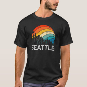 Camiseta Retro Washington Seattle Skyline Vintage Urban Sky