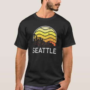 Camiseta Retro Washington Seattle Visitantes Paisagem Urban