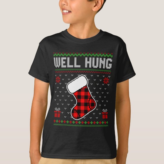 Camiseta Retro Well Hung Ugly Christmas Sweater Couples Mat (Frente)