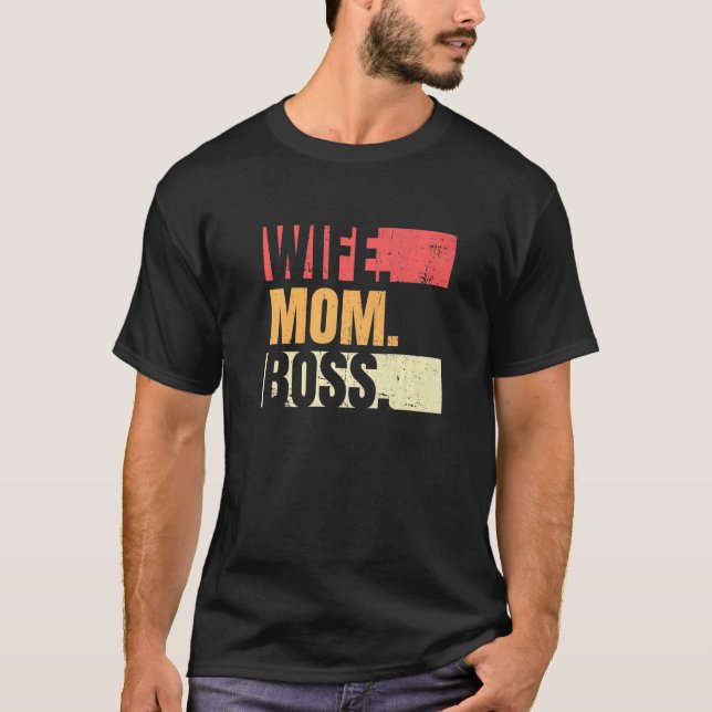 Camiseta Retro Wife Mom Boss Businesswoman Business Mothers (Frente)
