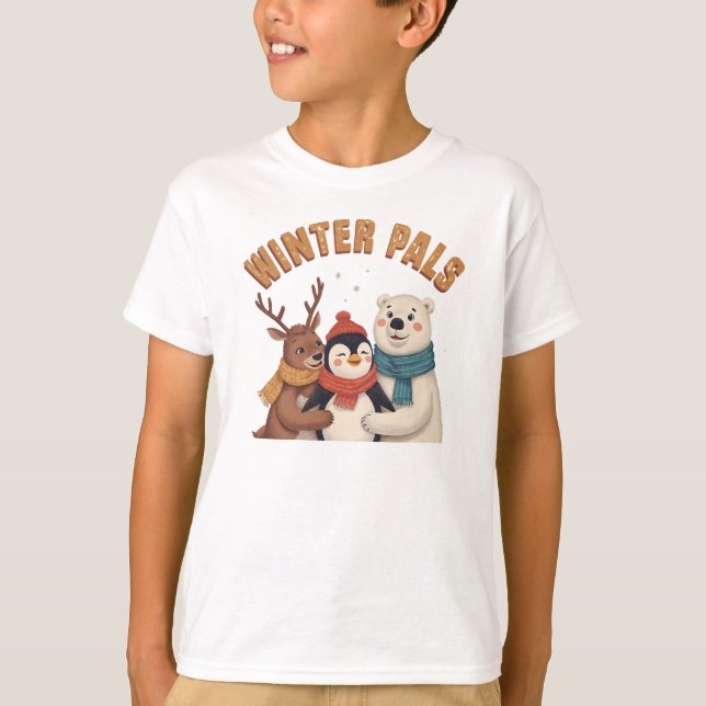 Camiseta Retro Winter Pals Cute Animal Friends T Shirt (Frente)
