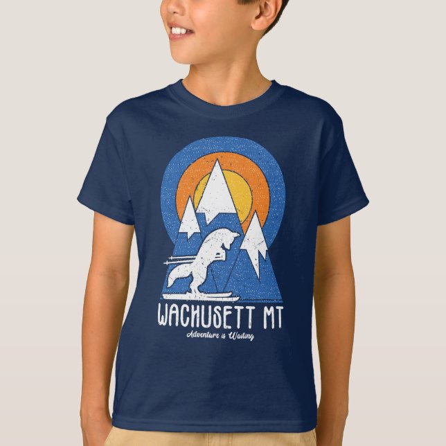 Camiseta Retro WMassachusetts Mountain Ski Sunset (Frente)