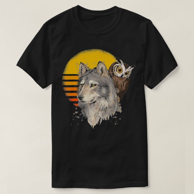 Camiseta Retro Wolf Wildlife Forest Nature Gift Wise (Frente do Design)