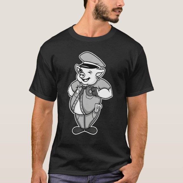 Camiseta Retro Women Mens Pig Cop, Farm Animal Lover, I Lov (Frente)