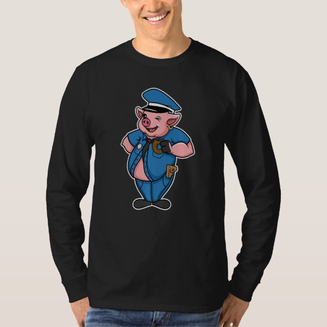 Camiseta Retro Women Mens Pig Cop, Farm Animal Lover, I Lov (Frente)