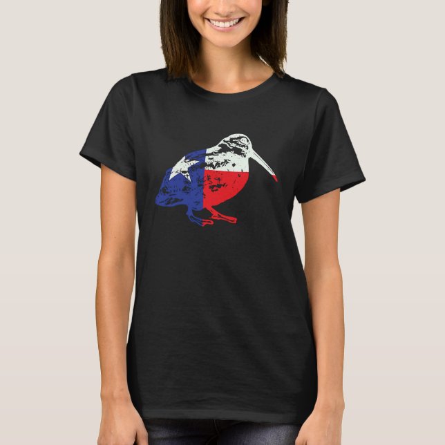 Camiseta Retro Woodcock Hunter Texas Flag Bogsucker Hokumpo (Frente)
