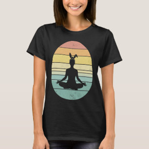 Camiseta Retro Yoga Ovo de Páscoa Dia de Páscoa Meditação F
