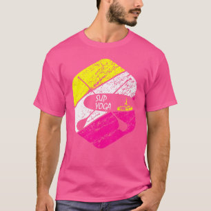 Camiseta Retro Yoga Sup Paddle Board Pose Guerreiro Virabha