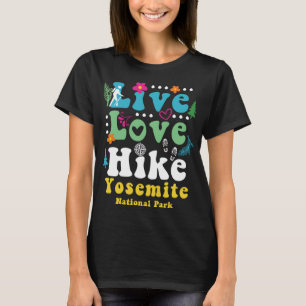 Camiseta Retro Yosemite National Park Live Love Hike Hippie