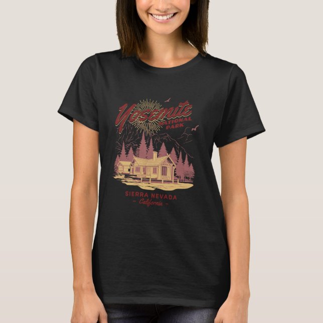 Camiseta Retro Yosemite National Parks Camping Hiker Tee (Frente)
