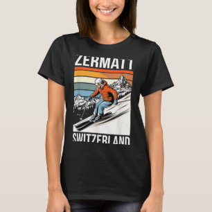 Camiseta Retro Zermatt Suíça resort de esqui diversão alpin
