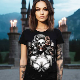 Camiseta Retro Zombie Horror Girl