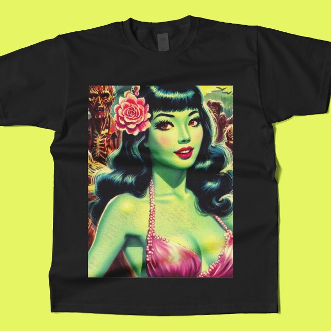 Camiseta Retro Zombie Woman (Criador carregado)