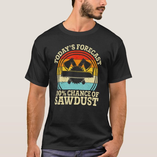 Camiseta Retroceder hoje a previsão de 100 chances de madei (Frente)