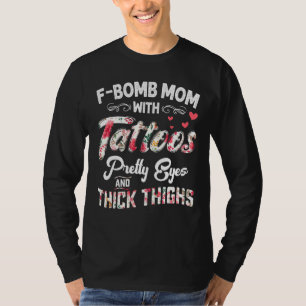 Camiseta Retron F Bomb Mãe Com Tatuagens Bonito Olhos E Ton