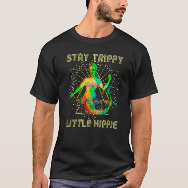 Camiseta Retrorna Glitchy Trippy Hippie Weird Mermaid Dis (Frente)