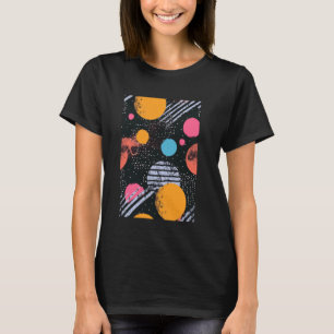 Camiseta Retrospectiva de Arte de Padrão Retrowave do Tema
