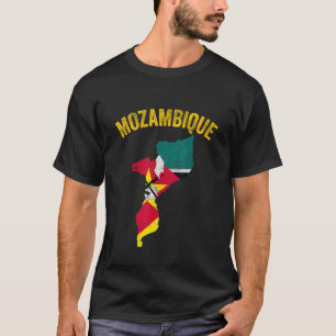 Camiseta Retrospectiva Distorcida Bandeira Moçambique Mapa