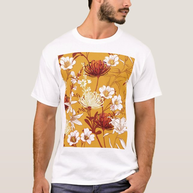 Camiseta Retrospectiva Sangrenta: Arte Floral Inacabada (Frente)