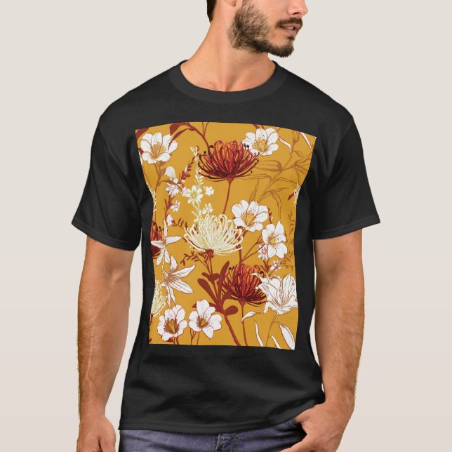 Camiseta Retrospectiva Sangrenta: Arte Floral Inacabada (Frente)