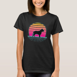 Camiseta Retrowave Pitbull Terrier - Amante de Cães Canino 