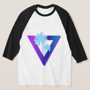 CAMISETA RETROWAVE SYNTHWAVE PALMES TRIÂNGULO RAGLAN