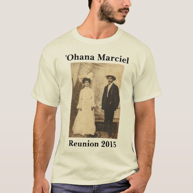 Camiseta Reunião 2015 de Marciel: ʻOhana de John & de Lydia (Frente)