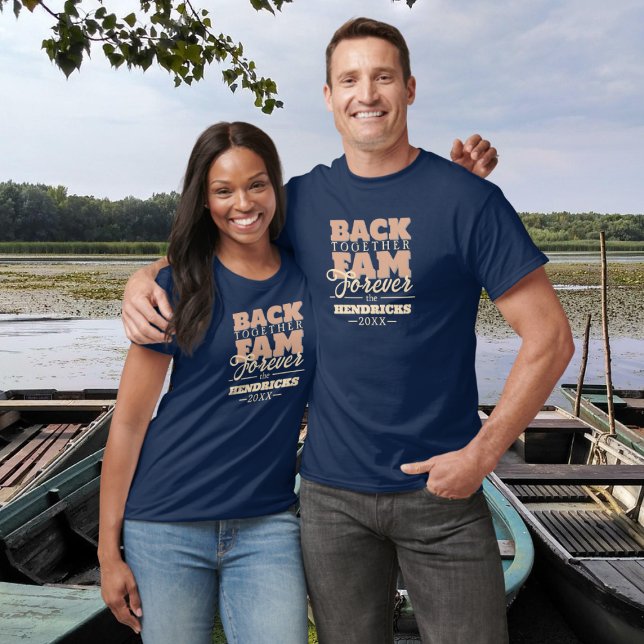 Camiseta Reunião da família personalizada azul com a citaçã (Family Reunion T-Shirt Favor)