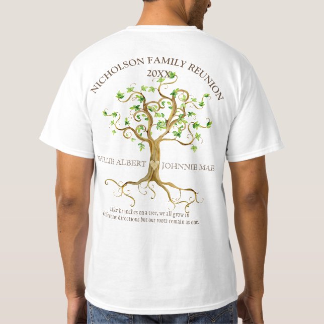 Camiseta Reunião da família Raízes da Árvore de Root Adicio (Verso)