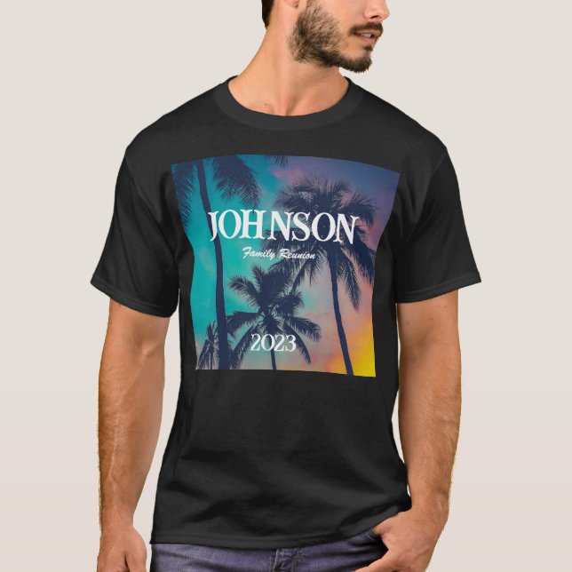 Camiseta Reunião da Família Tropical Palm Tree - Personaliz (Frente)