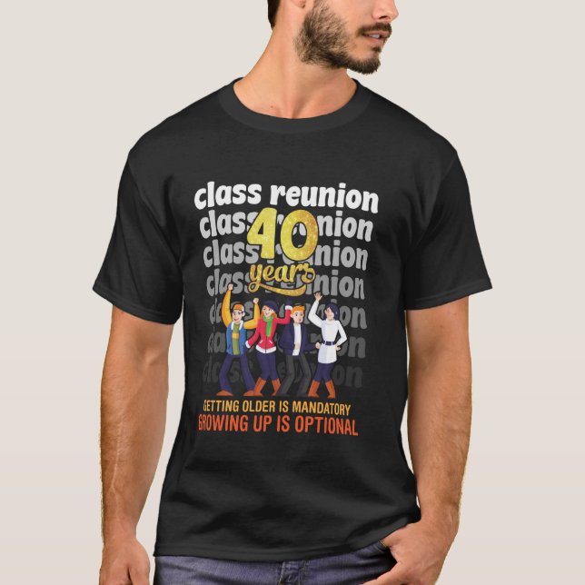 Camiseta Reunião de Classe 40 Anos Ficando Mais Velho Diver (Frente)