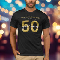 Reunião de Classe Elegante Faux Dourada de 50 Anos