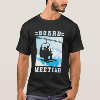 Camiseta Reunião de Quadro de Snowboard Esquiador Elevador