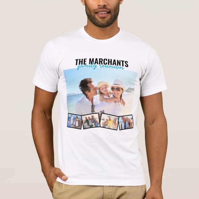 Camiseta Reunião Editável de Colagem de Fotos da Família Pe (Frente)