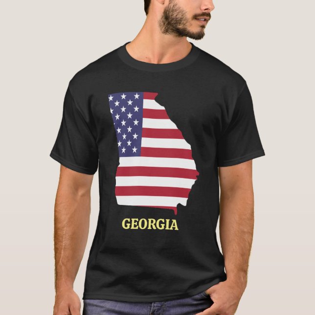 Camiseta REUNIÃO FAMILIAR GEORGIA Red White Blue USA Bandei (Frente)